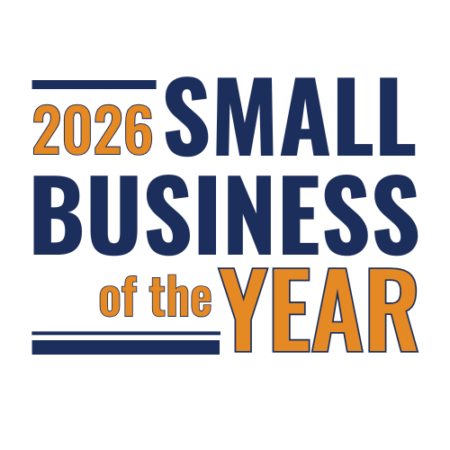 blue and orange text that reads "2026 Small Business of the Year"